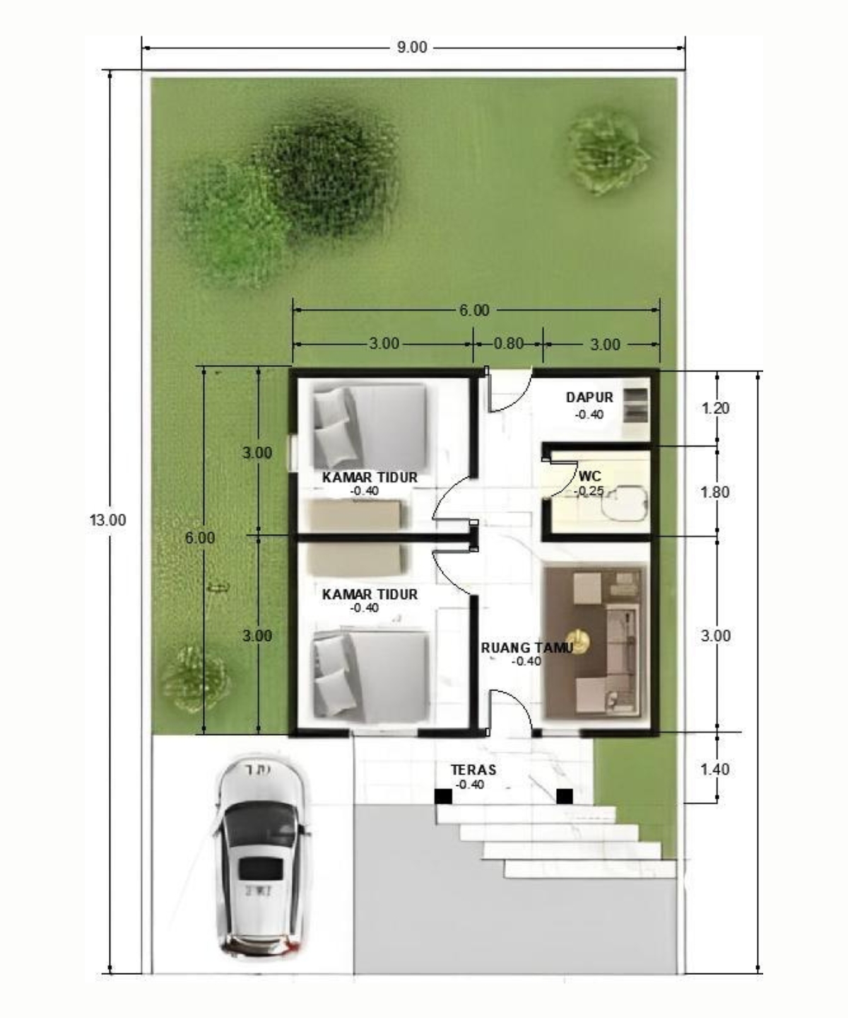 denah rumah tipe 36